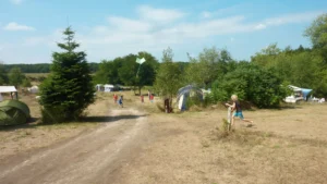 vliegerende kinderen op de camping